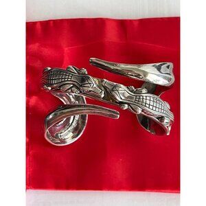BARRY KIESELSTEIN CORD Sterling Alligator Cuff Bracelet with Diamond Eyes Vintag